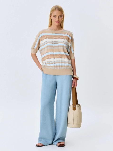 Джемпер из модала в яркую полоску