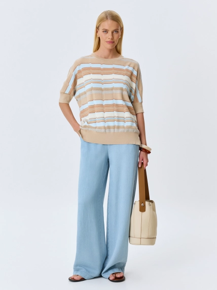 Джемпер из модала в яркую полоску