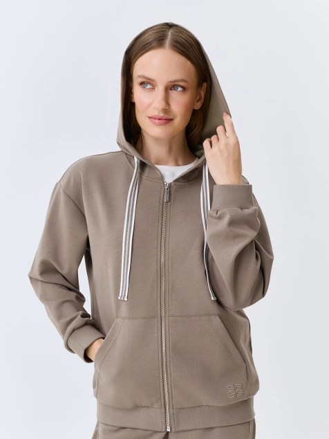 Худи на молнии с контрастной тесьмой
