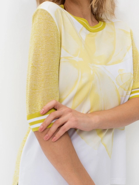 Комбинированный джемпер с принтом