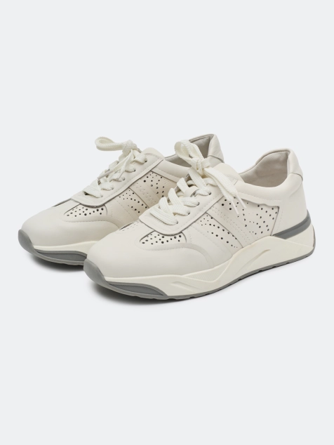 Кроссовки из натуральной кожи на высокой подошве