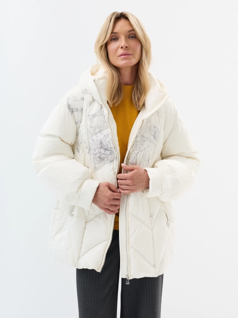 Куртка на натуральном утеплителе с изысканным принтом