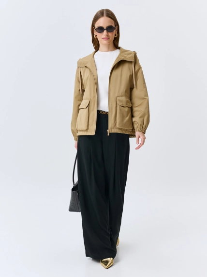 Куртка с капюшоном из сатинового хлопка