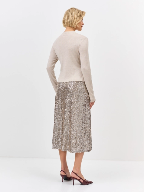 Яркая юбка-миди с искрящимися пайетками