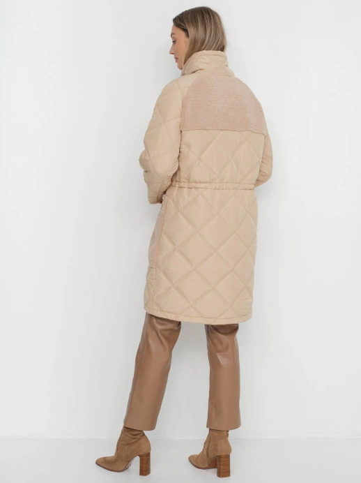 Комбинированное пальто с кулиской
