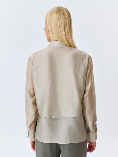 Комбинированная блузка из смесового тенселя