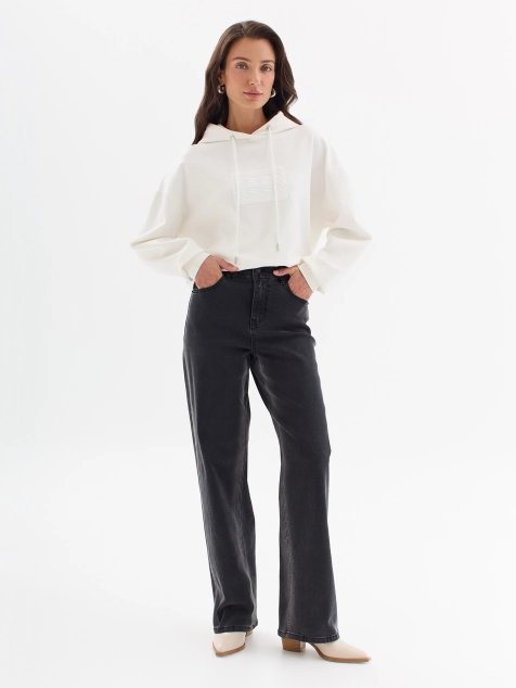 Джинсы прямого силуэта с высветленными лампасами