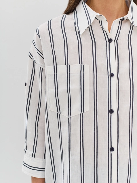 Рубашка из смесового льна в полоску