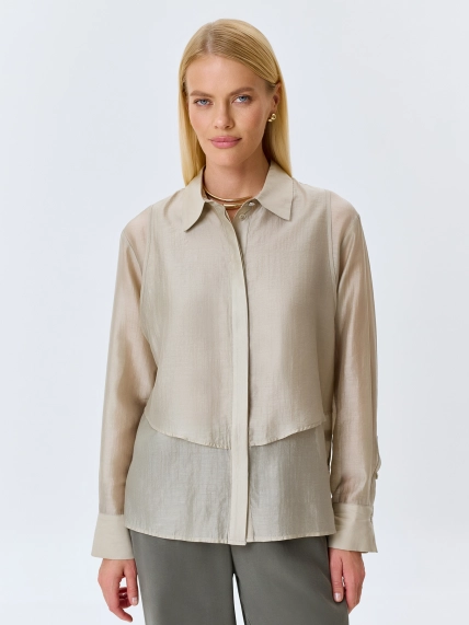 Комбинированная блузка из смесового тенселя