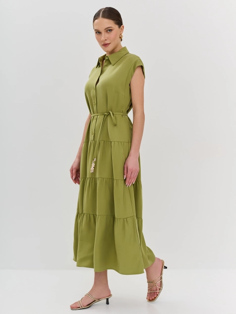 Яркое платье-рубашка из 100% тенселя