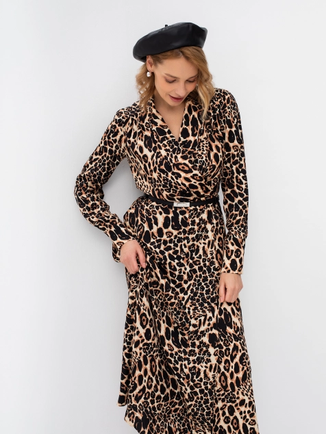 Платье миди с анималистичным принтом