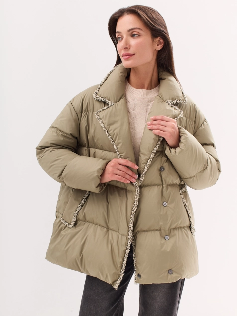 Куртка с запахом и декором по краю