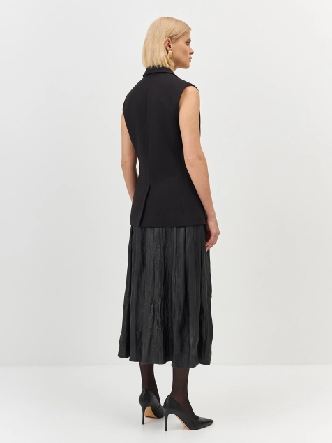 Юбка -миди из экокожи с крэш эффектом