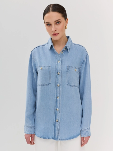 Легкая джинсовая рубашка из 100% тенселя