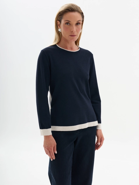 Джемпер прямого силуэта с контрастной отделкой