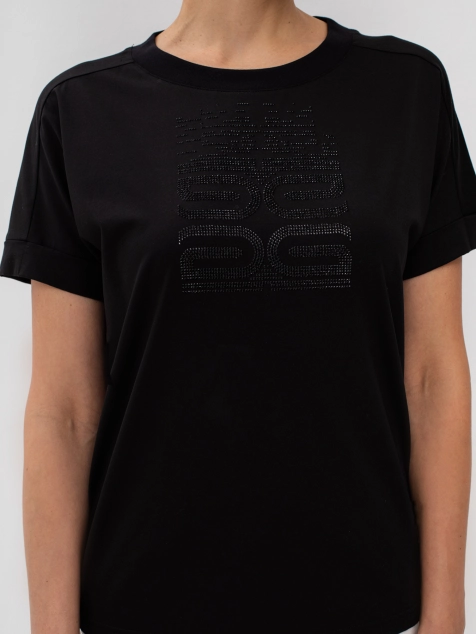 Футболка-блузка с аппликацией из страз 