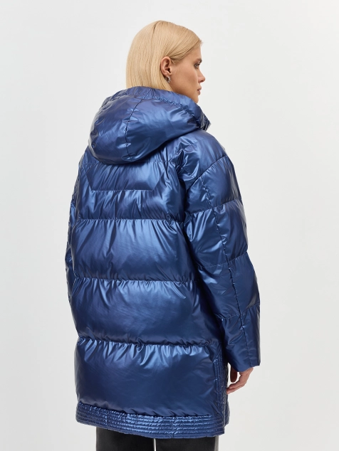 Укороченный пуховик с эффектом металлик