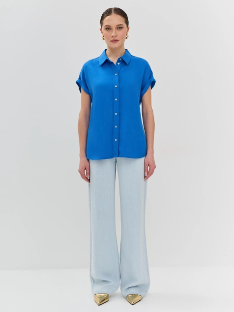 Приталенная блузка из 100% тенселя