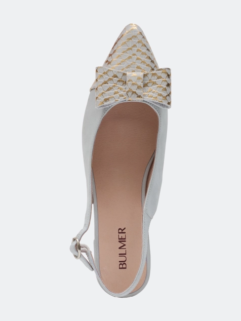 Слингбэки из натуральной кожи с акцентным бантом