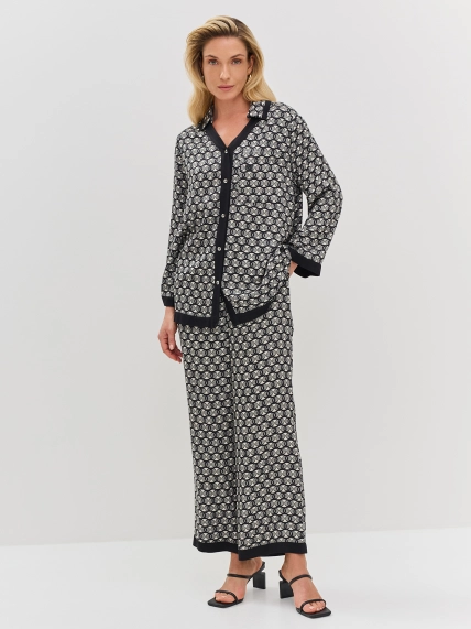 Брюки из 100% вискозы с геометрическим принтом