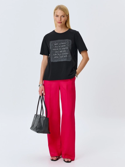 Футболка с мерцающей вышивкой и принтом