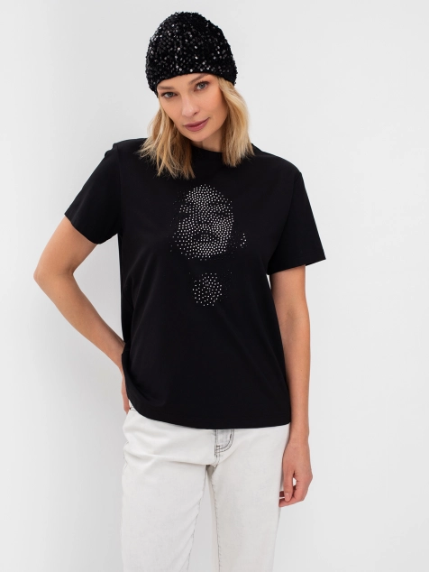 Трикотажная футболка с аппликацией из страз