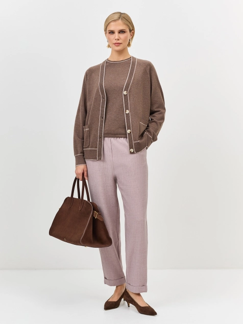 Вязаный кардиган с контрастной отделкой