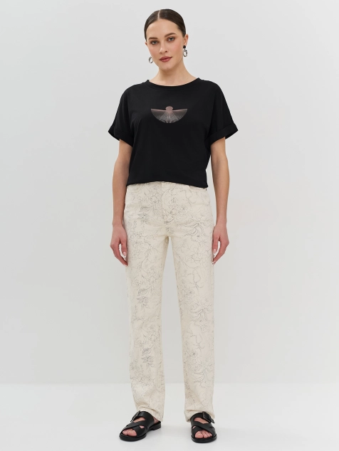 Джинсы из 100% хлопка с принтом