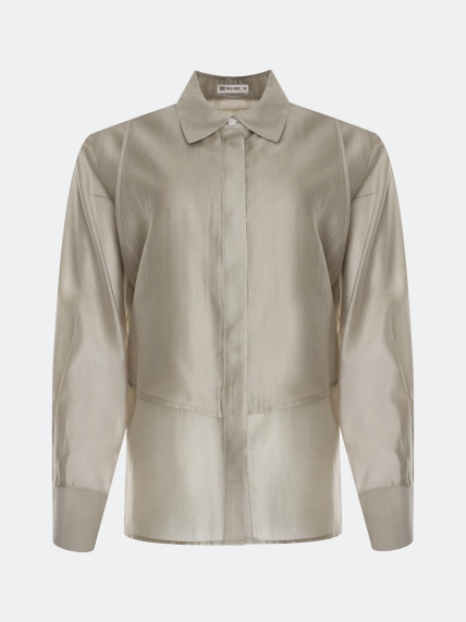 Комбинированная блузка из смесового тенселя