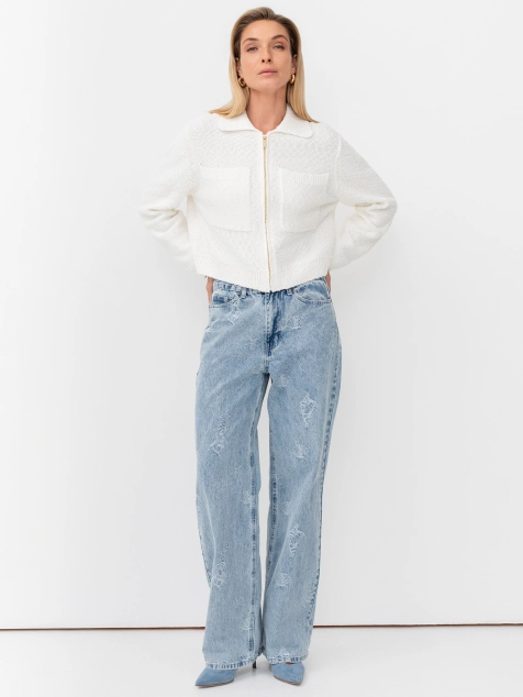 Джинсы из вышитого денима с морскими элементами