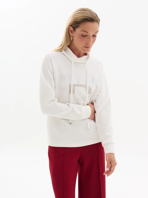 Свитшот с монохромным принтом и воротником стойкой