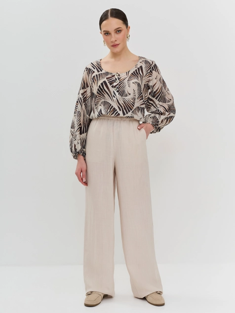 Свободные брюки из смесового льна