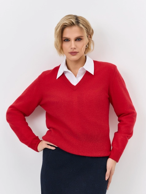 Джемпер с V-образным вырезом из 100% кашемира