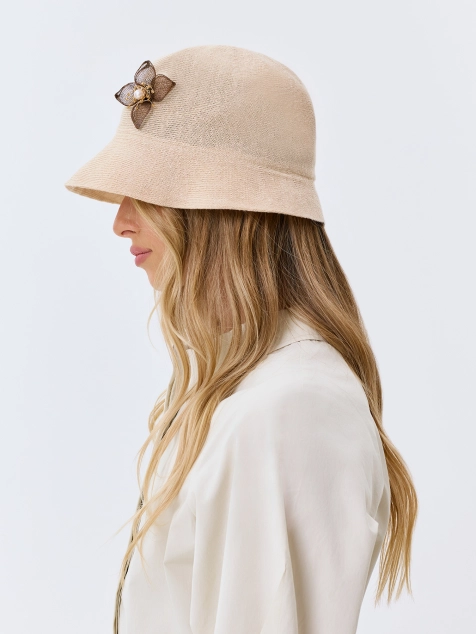 Панама с  декором из 100% льна