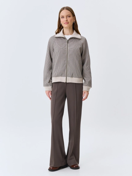 Бомбер в мелкую клетку из смесовой вискозы