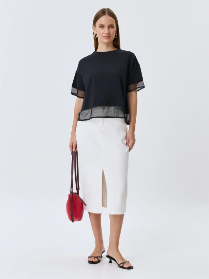 Джемпер с вставками из сетки