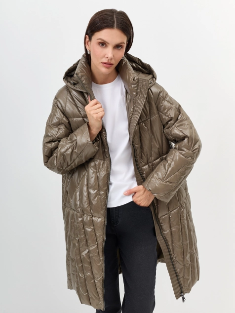 Укороченное пальто из глянцевого нейлона