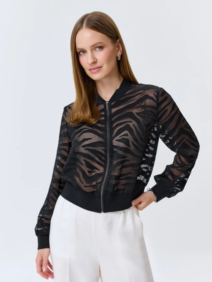Полупрозрачный бомбер с анималистичным принтом