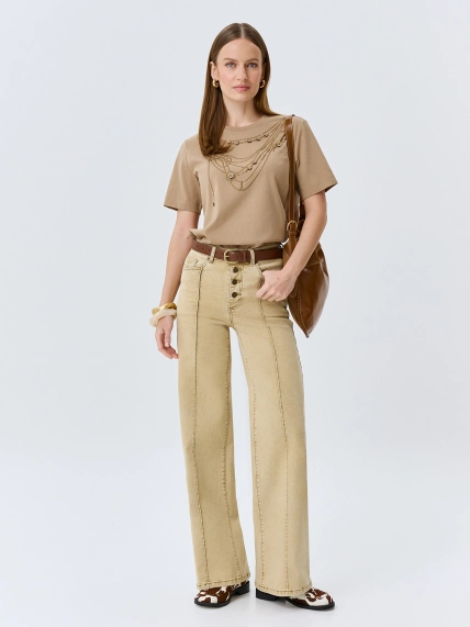 Джинсы Straight fit с простроченными стрелками