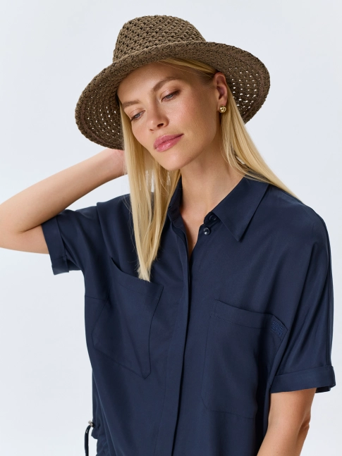 Плетеная федора с прямыми полями