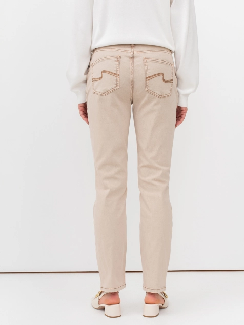 Бежевые джинсы с мраморной варкой