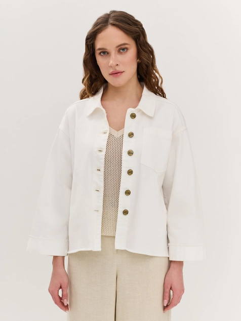 Укороченный жакет из тонкого денима