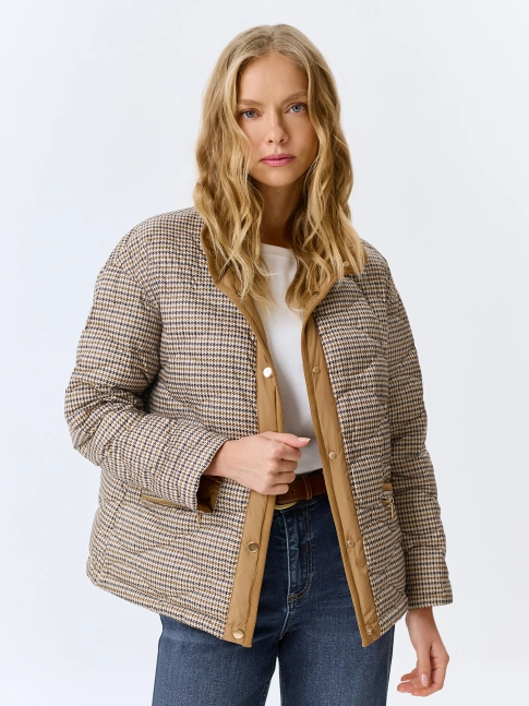 Утепленная куртка с принтом пье-де-пуль