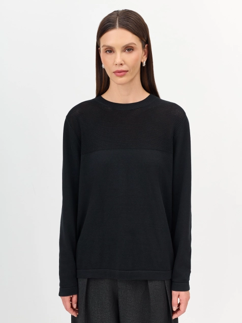 Вязаный джемпер с ажурной кокеткой