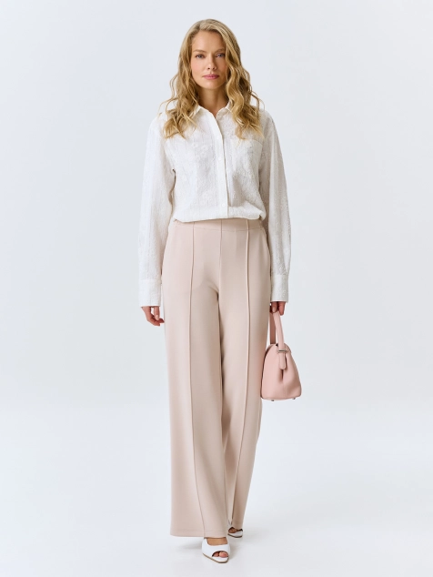 Рубашка с вышивкой в тонкую полоску