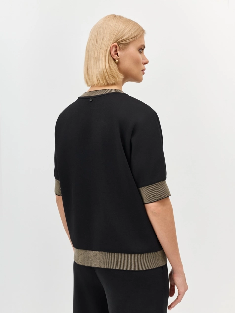 Трикотажный джемпер с контрастным рибом