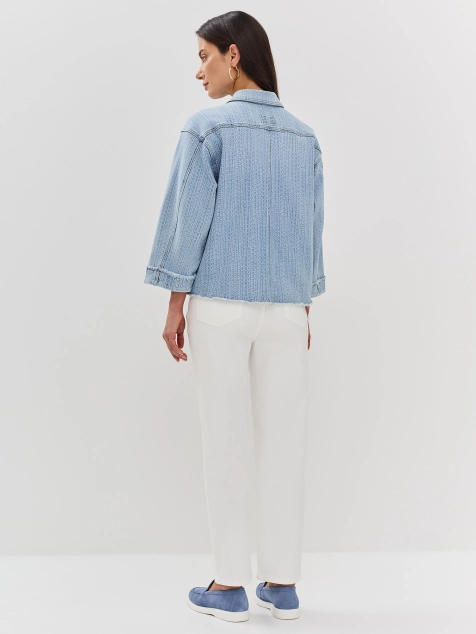 Укороченный джинсовый жакет с принтом