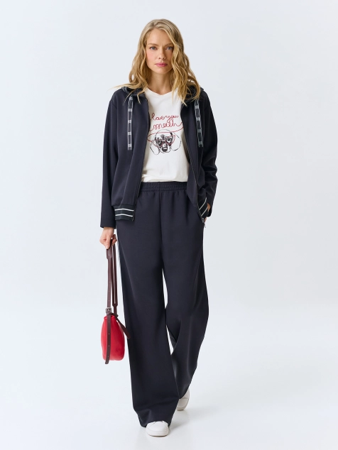 Худи на молнии с брендированной тесьмой