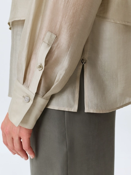 Комбинированная блузка из смесового тенселя