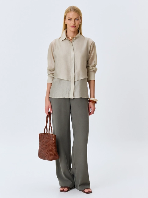 Свободные брюки из смесового района